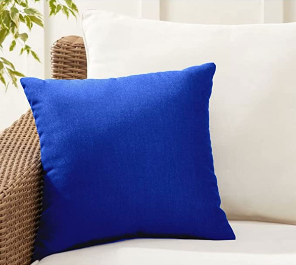 Sunbrella Canvas True Blue Pillows with Premium Trillium Insert (Set of 2)